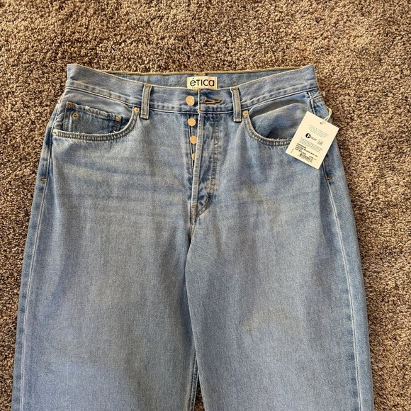 NWT Anthropologie Etica Women Stanton Relaxed wide Leg Arctic Jeans Size 31 Y2K‎ - Picture 2 of 9